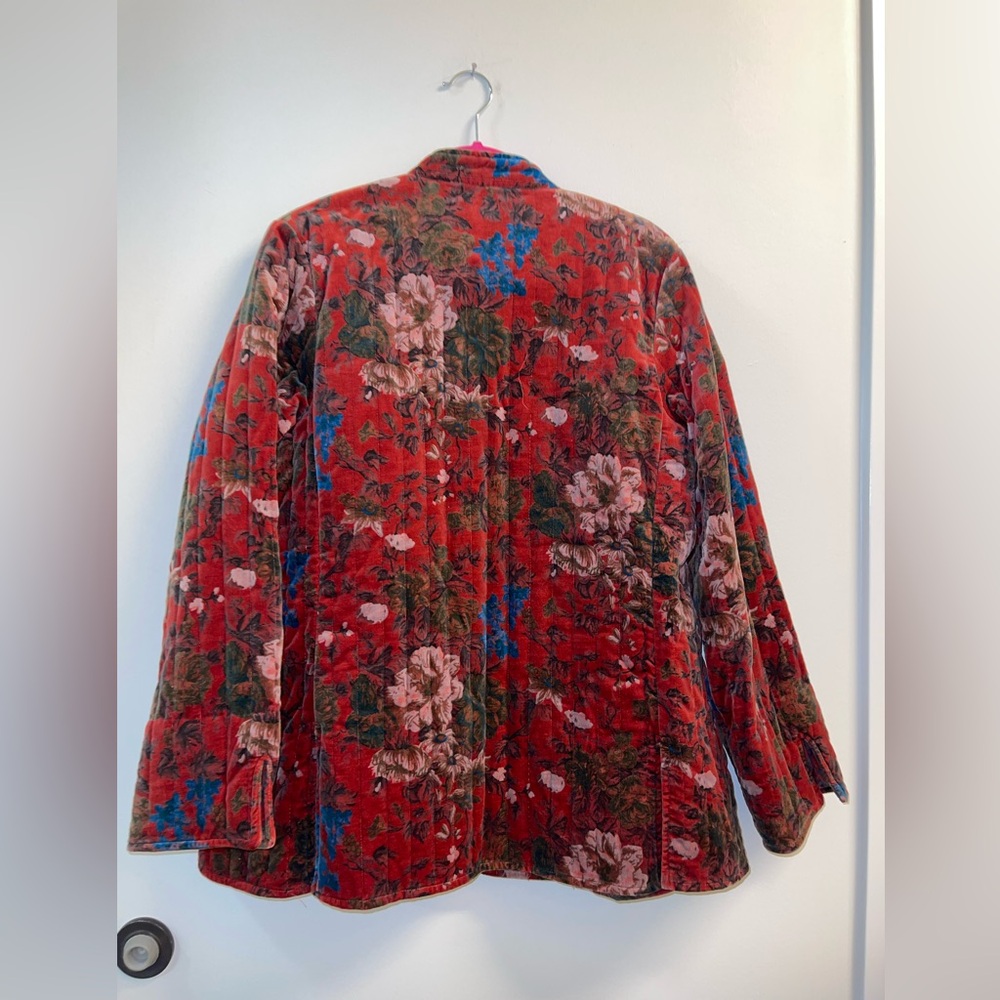 Vintage Sun'n Sand Floral Velvet Jacket With Chinese Knot Buttons - Picture 2 of 7